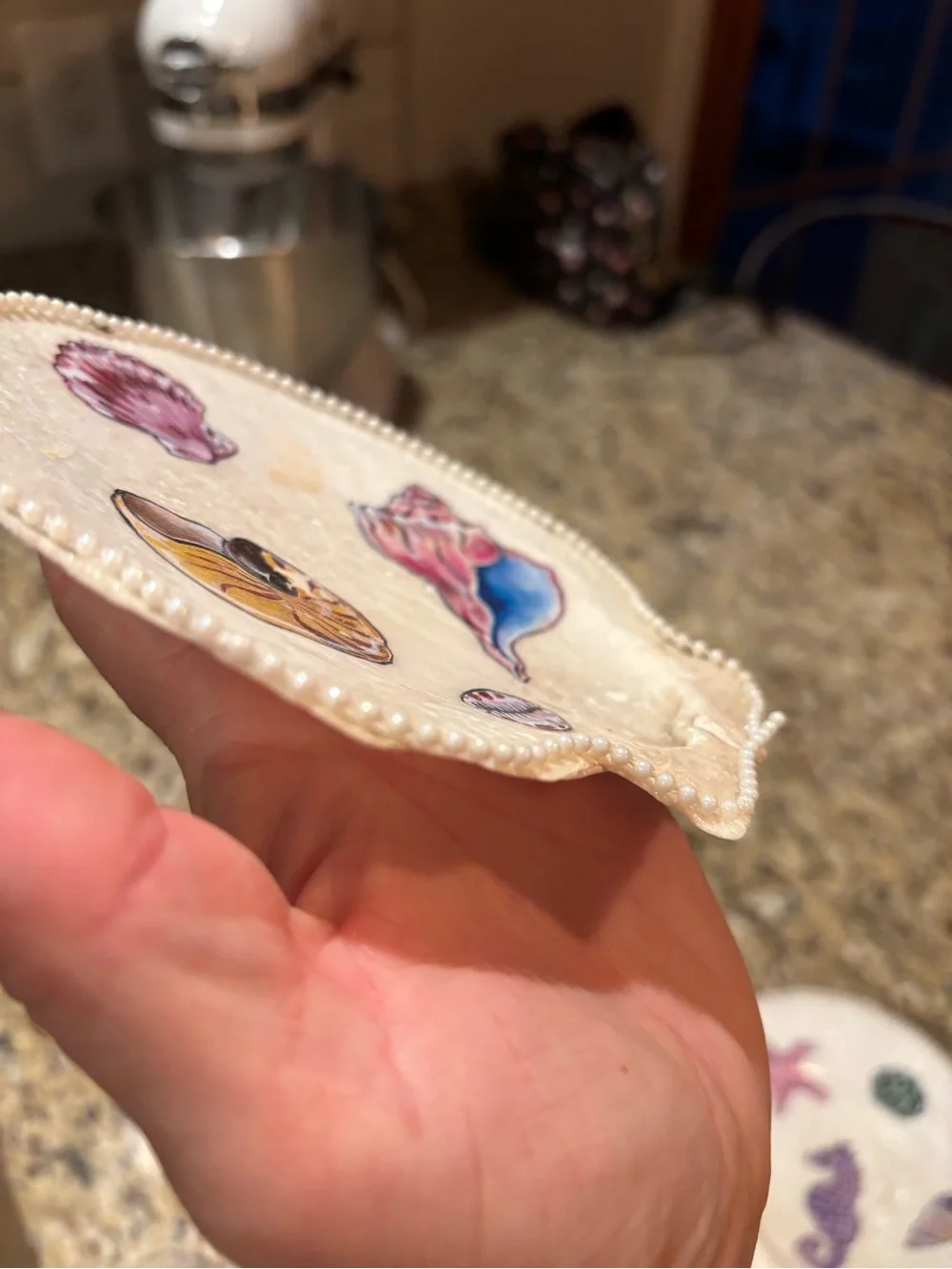 Handmade Seashell Jewelry Dish | Coastal Trinket Tray Decor - Picture 6 of 8